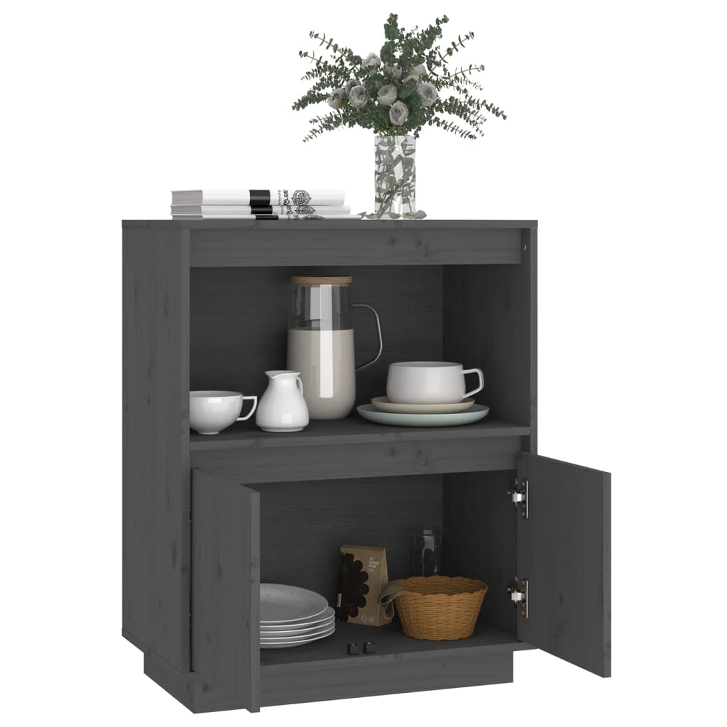 Buffet Gris 60x34x75 cm Bois massif de pin - XIOS