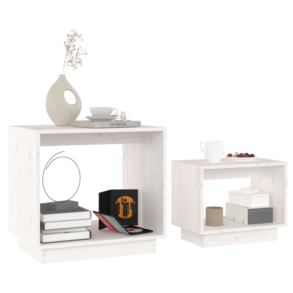 Tables basses gigognes 2 pcs Blanc Bois de pin massif - XIOS