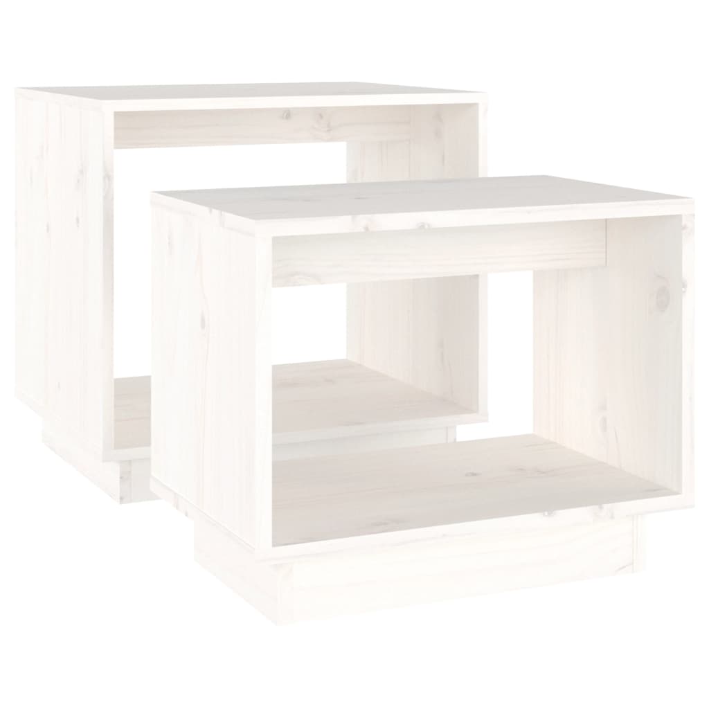 Tables basses gigognes 2 pcs Blanc Bois de pin massif - XIOS