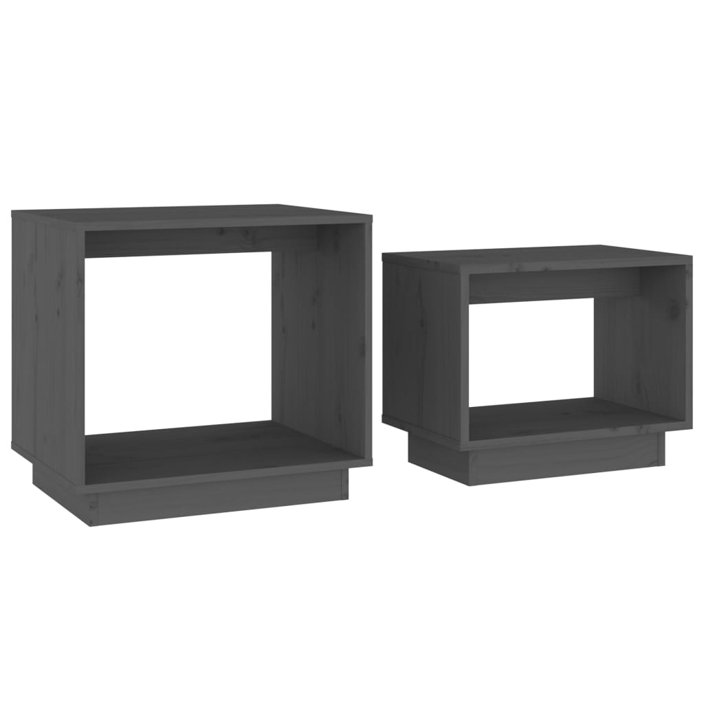 Tables basses gigognes 2 pcs Gris Bois de pin massif - XIOS