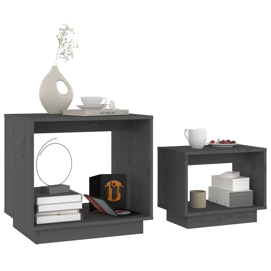 Tables basses gigognes 2 pcs Gris Bois de pin massif - XIOS