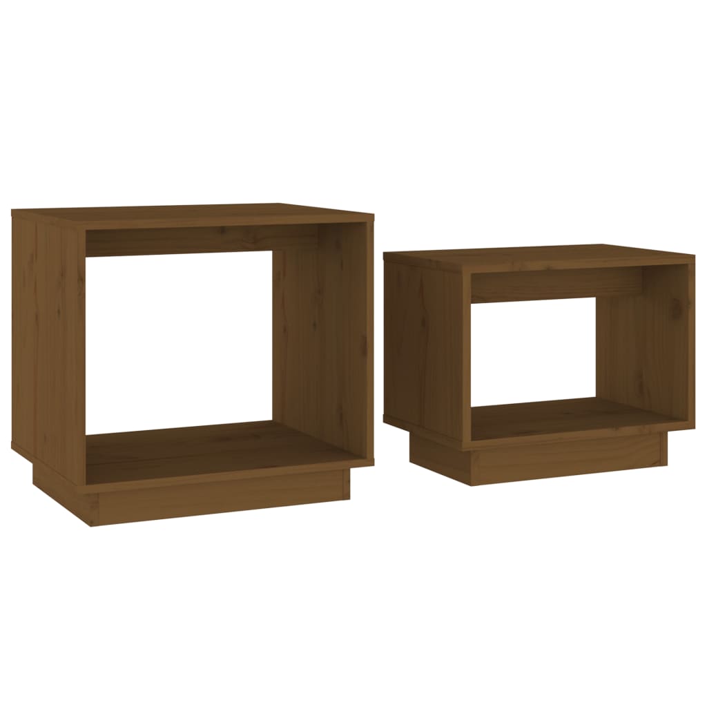Tables basses gigognes 2 pcs Marron miel Bois de pin massif - XIOS