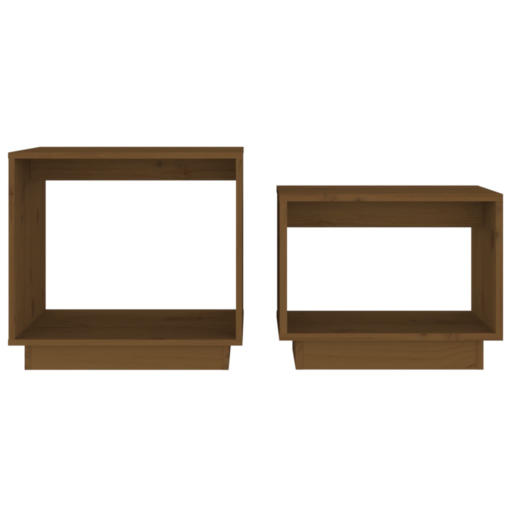 Tables basses gigognes 2 pcs Marron miel Bois de pin massif - XIOS