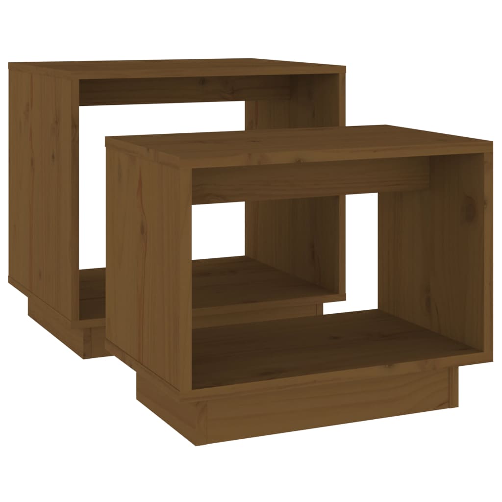 Tables basses gigognes 2 pcs Marron miel Bois de pin massif - XIOS