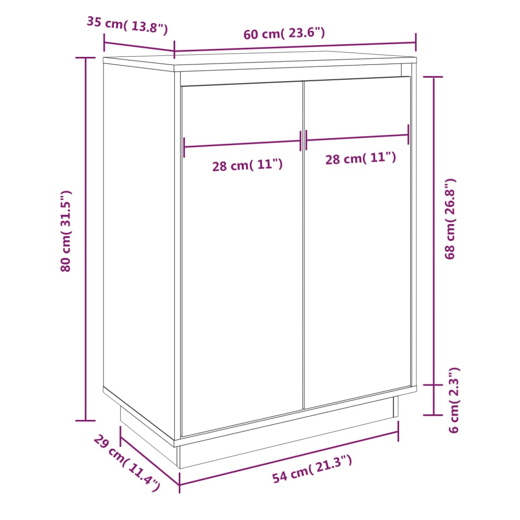 Armoire à chaussures Blanc 60x35x80 cm Bois de pin massif - XIOS
