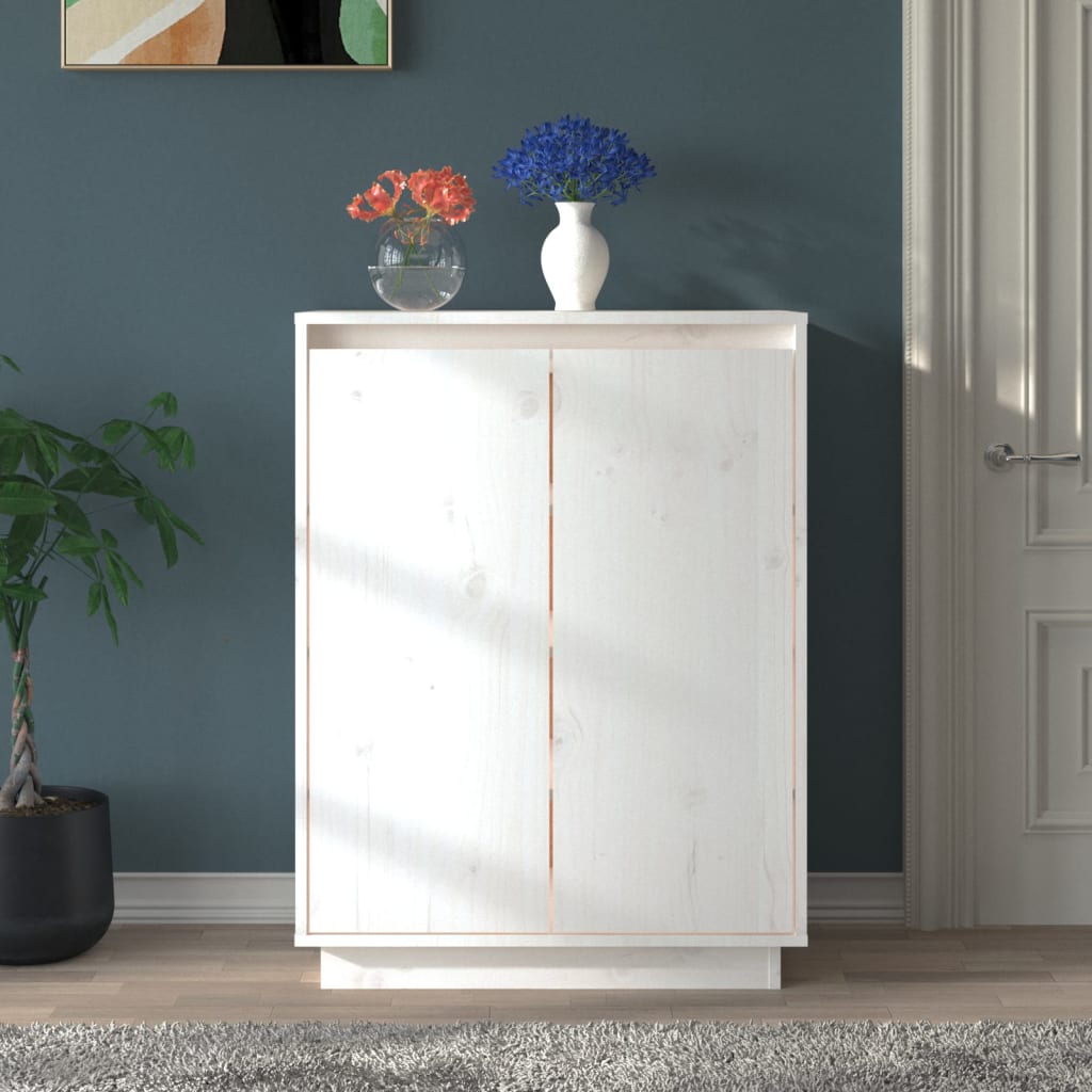 Armoire à chaussures Blanc 60x35x80 cm Bois de pin massif - XIOS