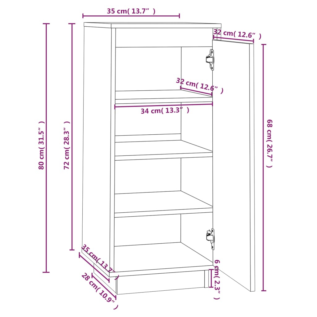 Armoire à chaussures 35x35x80 cm Bois de pin massif - XIOS