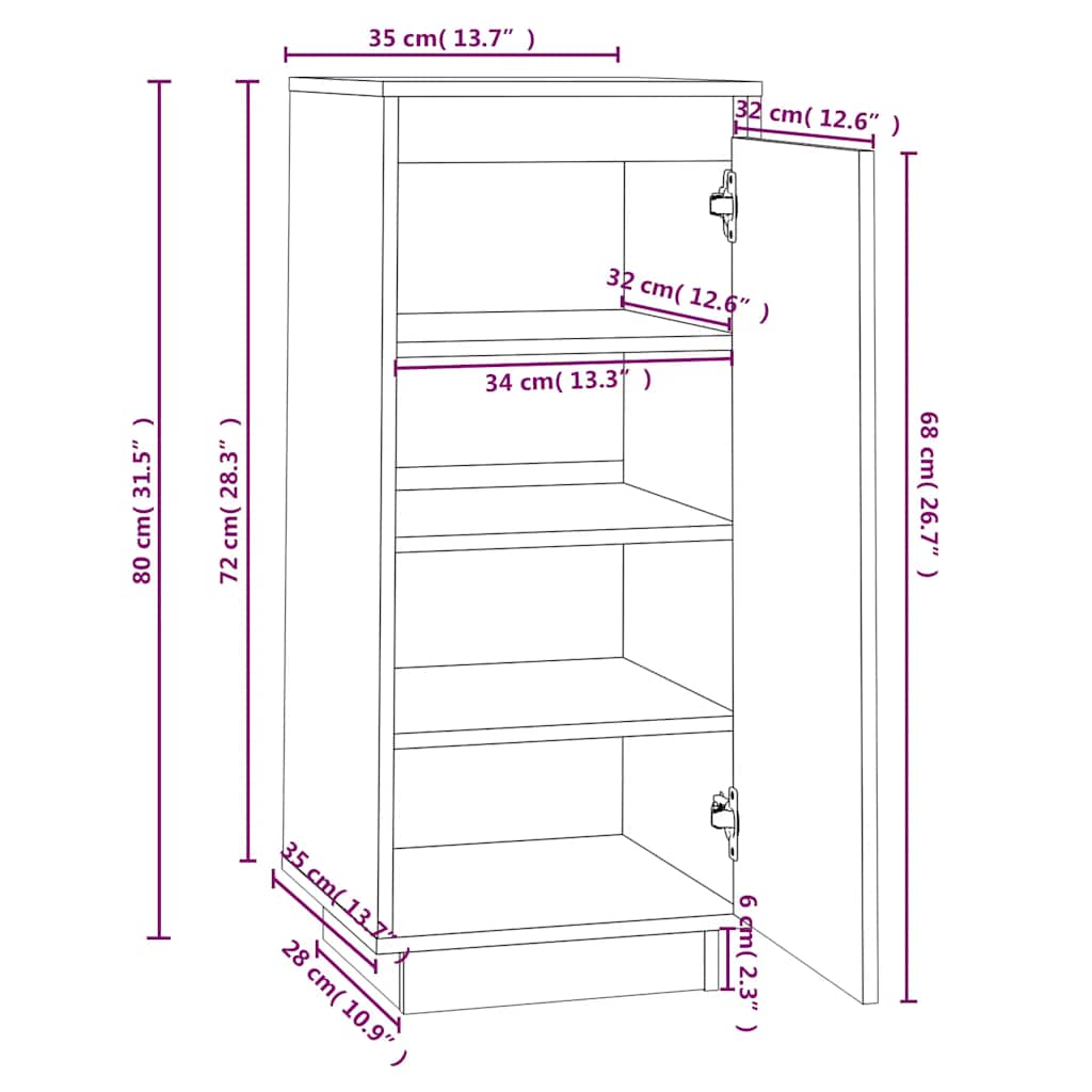 Armoire à chaussures Blanc 35x35x80 cm Bois de pin massif - XIOS