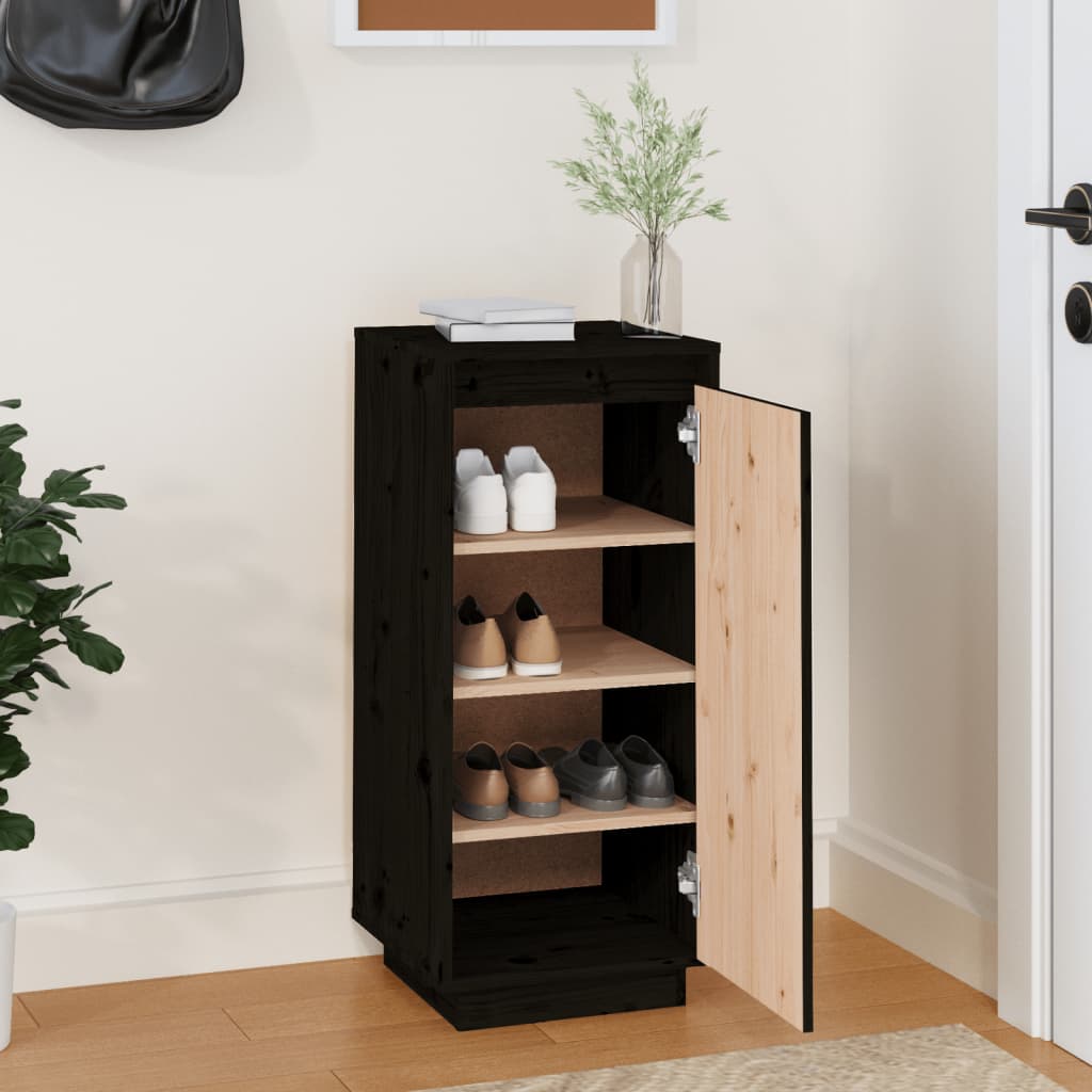 Armoire à chaussures Noir 35x35x80 cm Bois de pin massif - XIOS