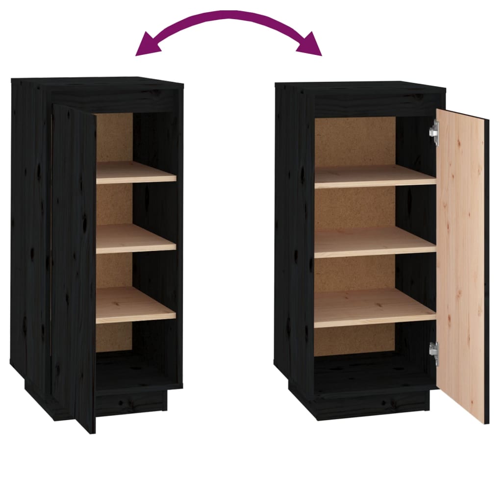 Armoire à chaussures Noir 35x35x80 cm Bois de pin massif - XIOS