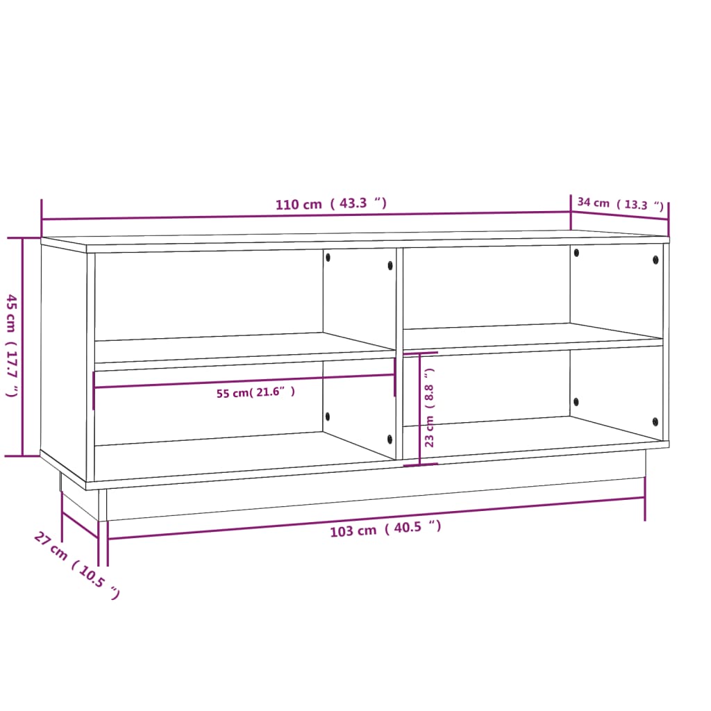 Armoire à chaussures 110x34x45 cm Bois de pin massif - XIOS