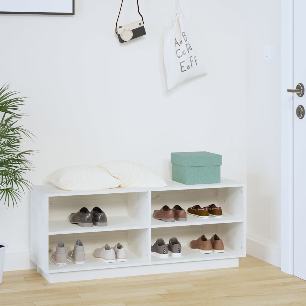 Armoire à chaussures Blanc 110x34x45 cm Bois de pin massif - XIOS