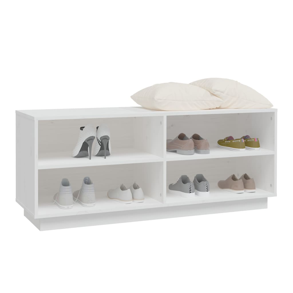 Armoire à chaussures Blanc 110x34x45 cm Bois de pin massif - XIOS
