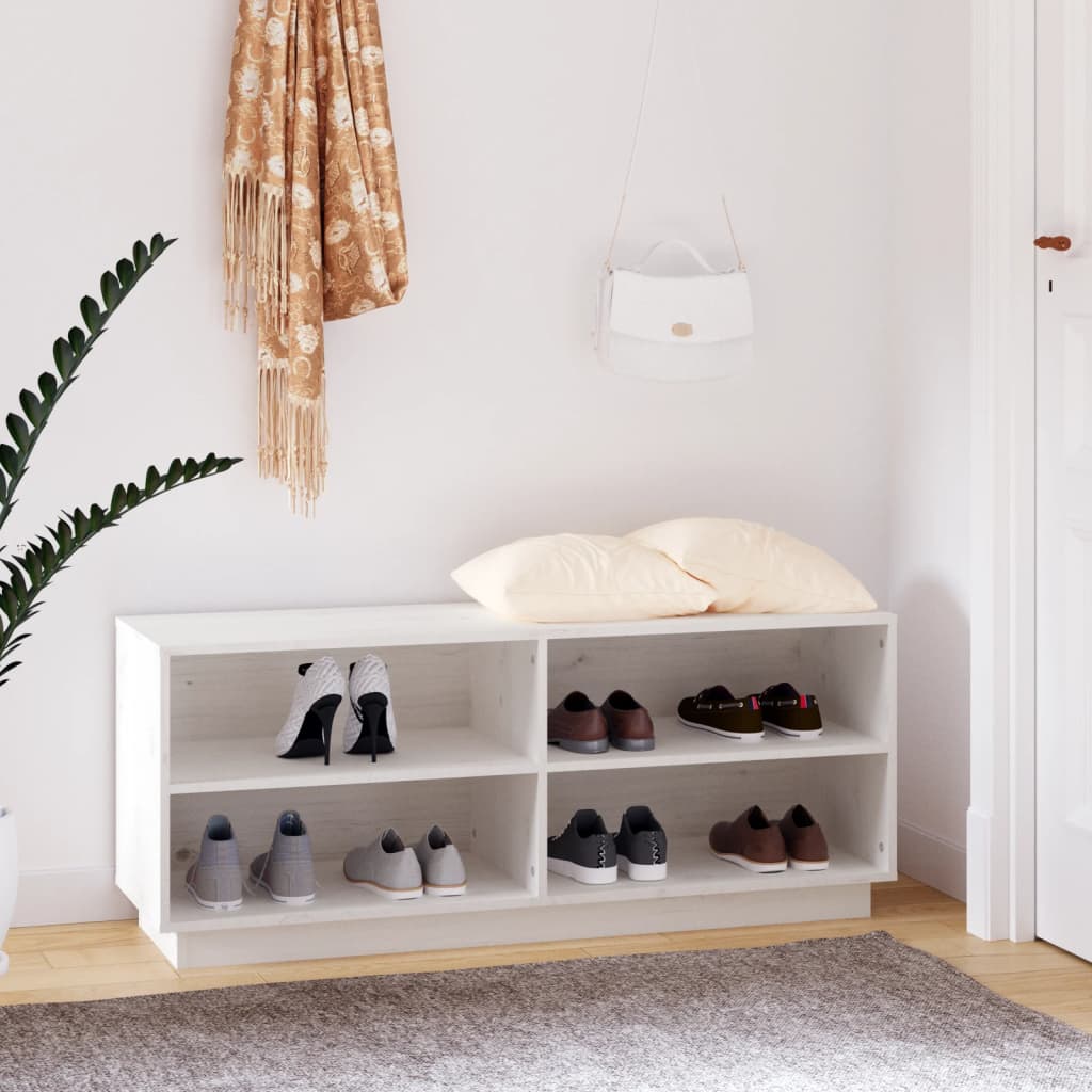 Armoire à chaussures Blanc 110x34x45 cm Bois de pin massif - XIOS