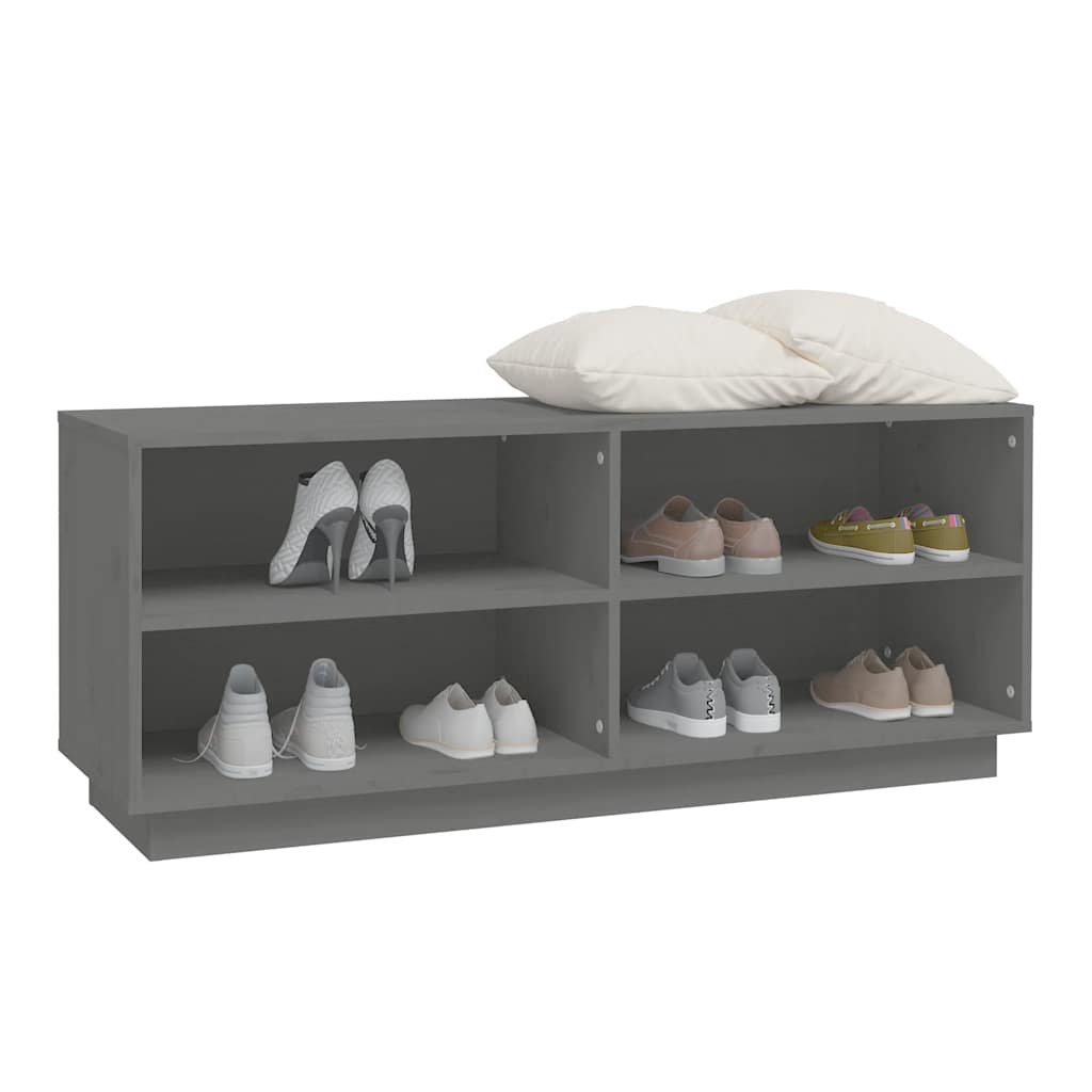Armoire à chaussures Gris 110x34x45 cm Bois de pin massif - XIOS