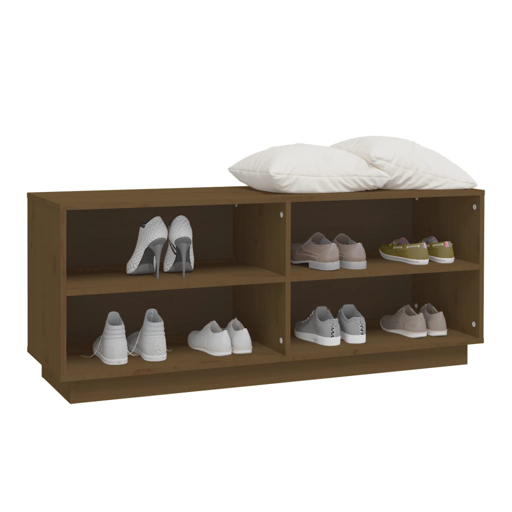 Armoire à chaussures Marron miel 110x34x45cm Bois de pin massif - XIOS