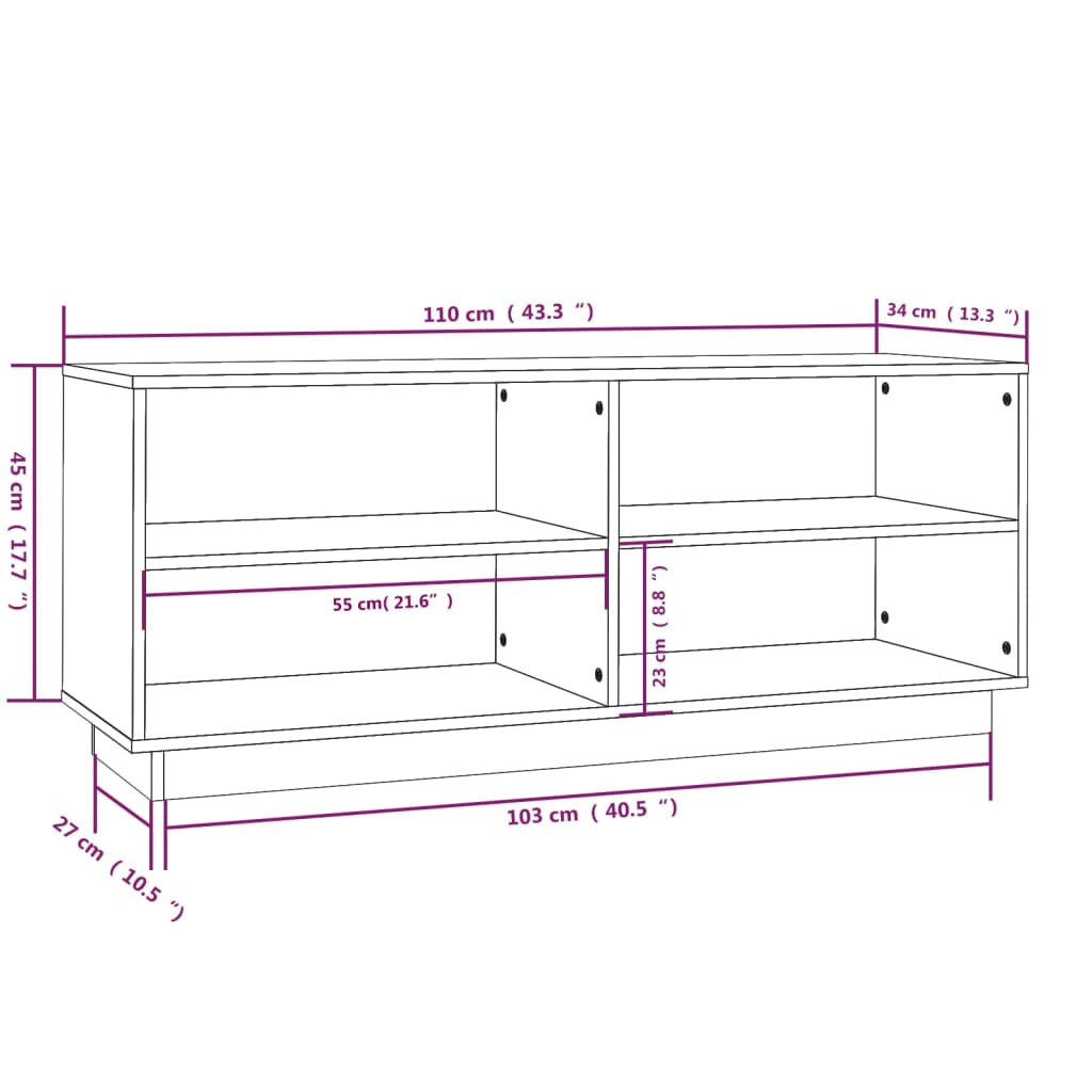 Armoire à chaussures Marron miel 110x34x45cm Bois de pin massif - XIOS