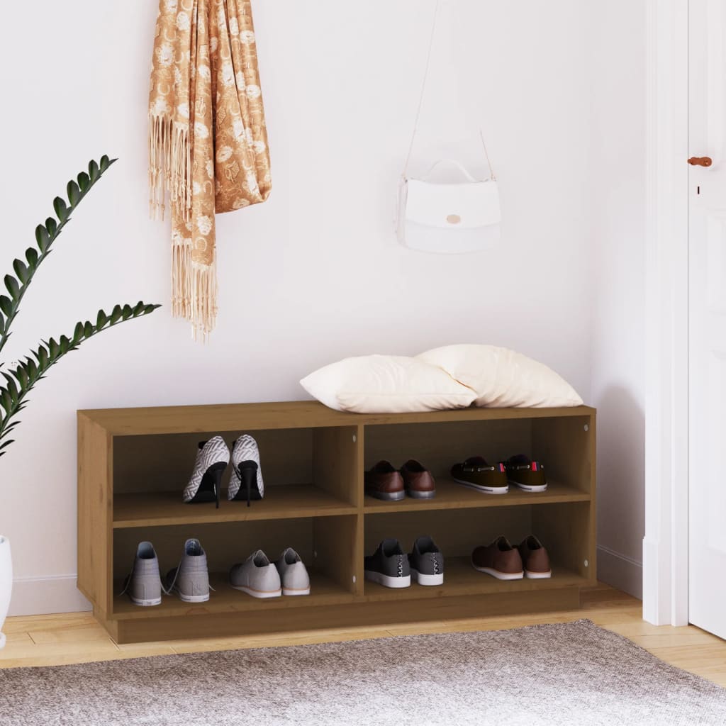 Armoire à chaussures Marron miel 110x34x45cm Bois de pin massif - XIOS