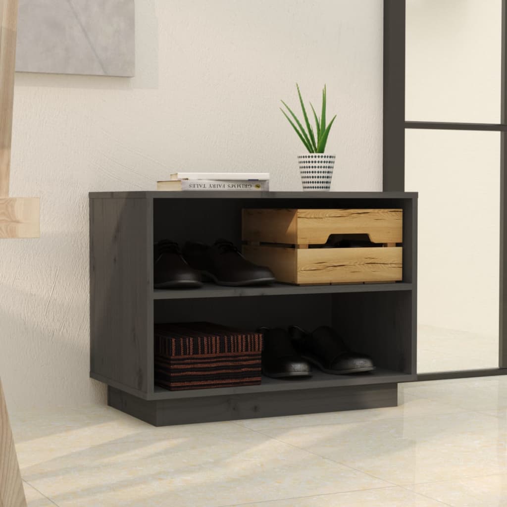 Armoire à chaussures Gris 60x34x45 cm Bois de pin massif - XIOS