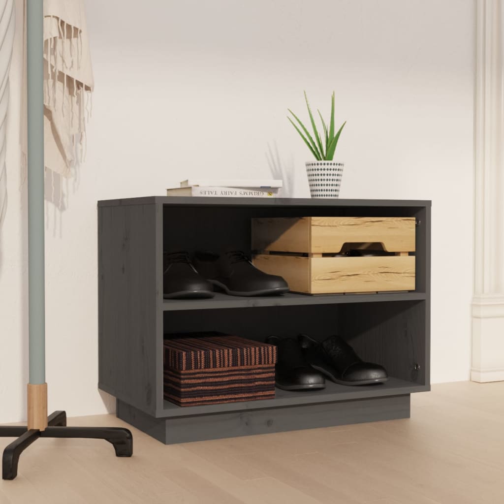 Armoire à chaussures Gris 60x34x45 cm Bois de pin massif - XIOS