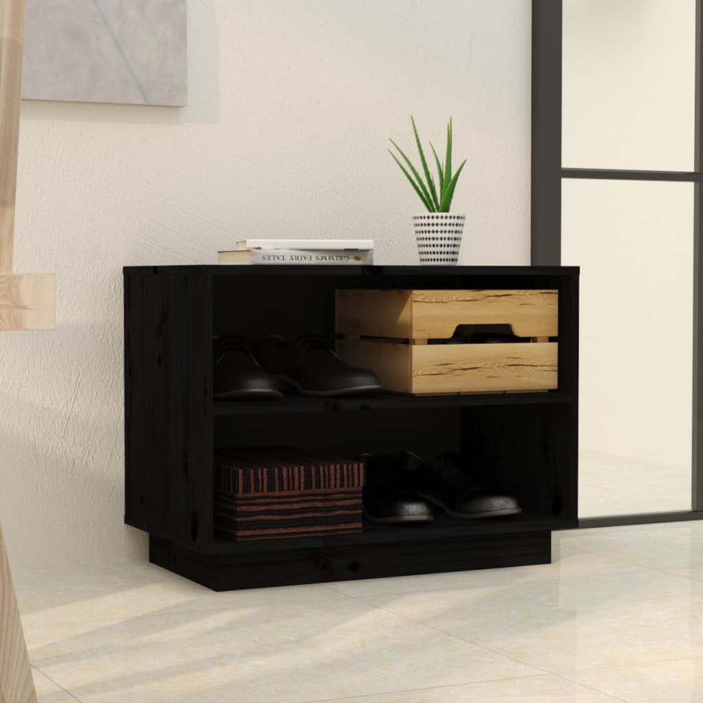 Armoire à chaussures Noir 60x34x45 cm Bois de pin massif - XIOS