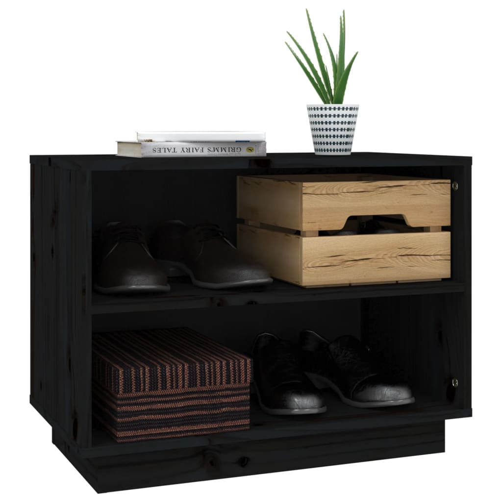 Armoire à chaussures Noir 60x34x45 cm Bois de pin massif - XIOS