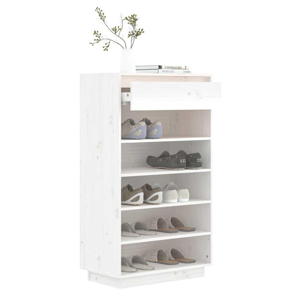 Armoire à chaussures Blanc 60x34x105 cm Bois de pin massif - XIOS