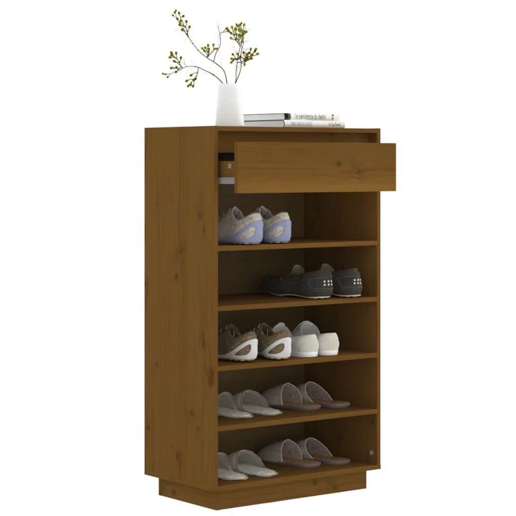 Armoire à chaussures Marron miel 60x34x105cm Bois de pin massif - XIOS