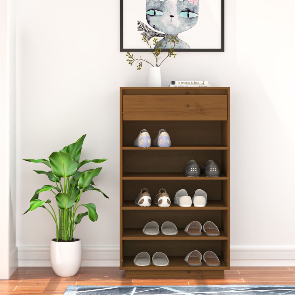 Armoire à chaussures Marron miel 60x34x105cm Bois de pin massif - XIOS