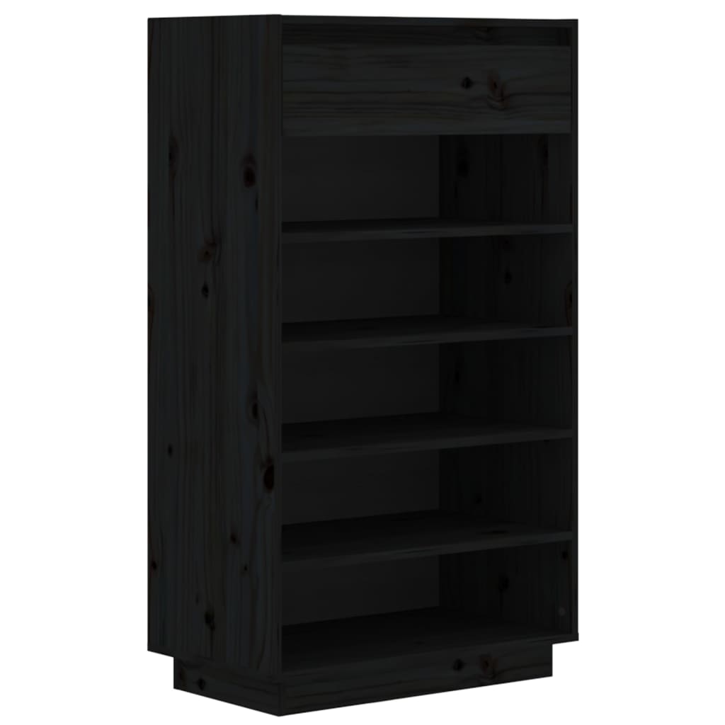 Armoire à chaussures Noir 60x34x105 cm Bois de pin massif - XIOS