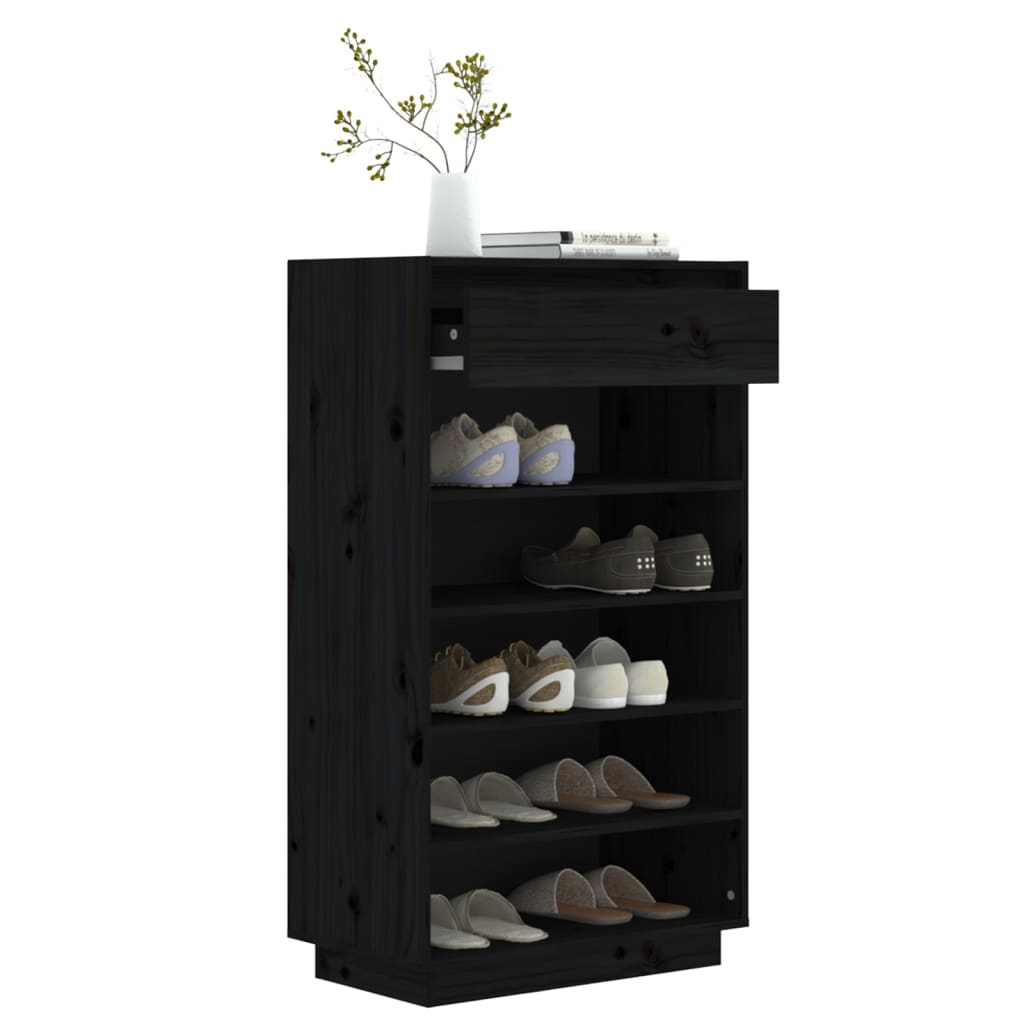 Armoire à chaussures Noir 60x34x105 cm Bois de pin massif - XIOS