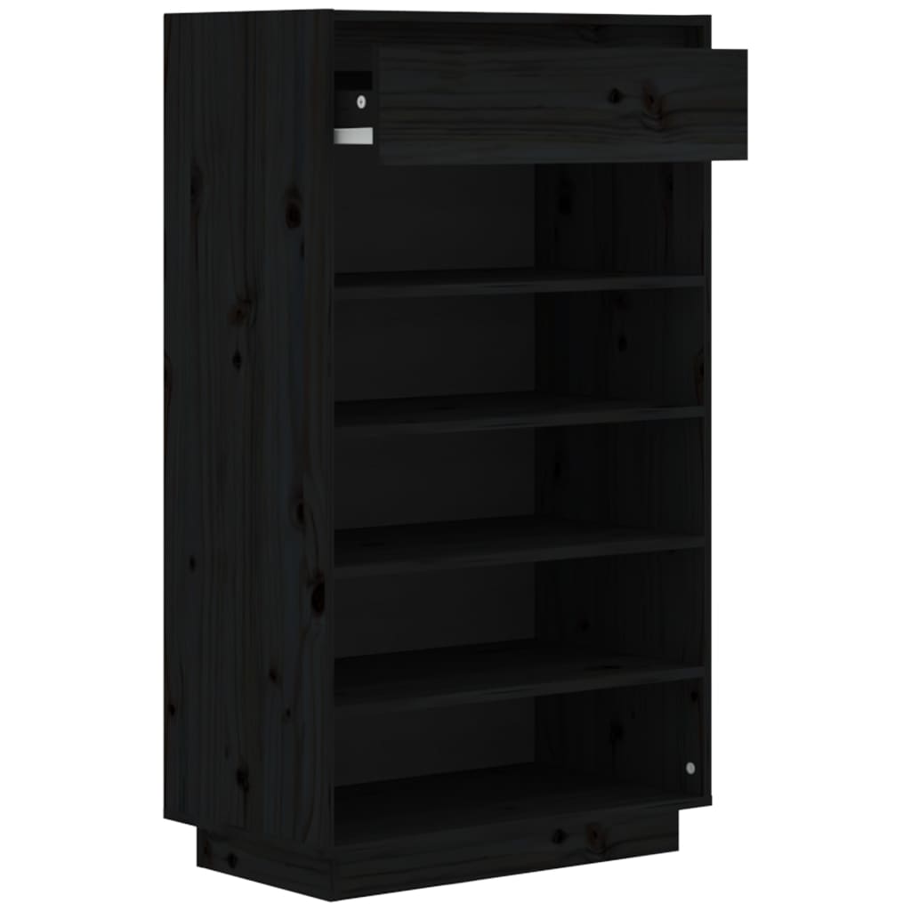 Armoire à chaussures Noir 60x34x105 cm Bois de pin massif - XIOS