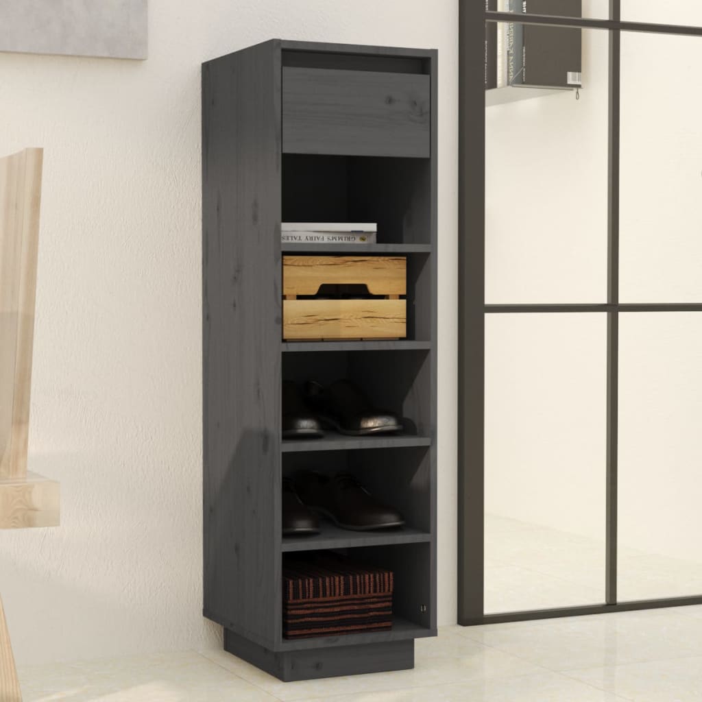 Armoire à chaussures gris 30x34x105 cm bois de pin massif - XIOS