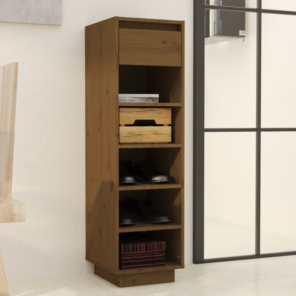 Armoire à chaussures marron miel 30x34x105cm bois de pin massif - XIOS