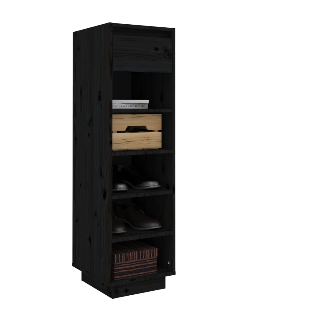 Armoire à chaussures Noir 34x30x105 cm Bois de pin massif - XIOS