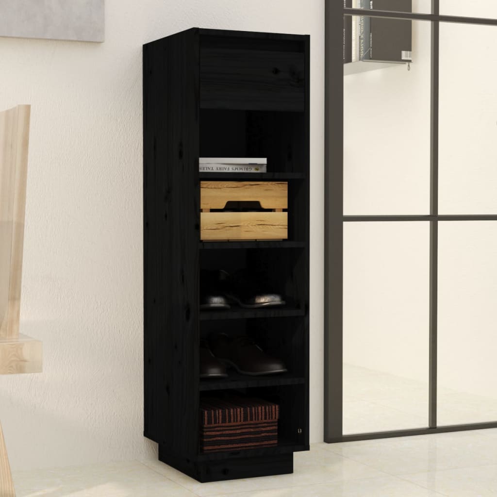 Armoire à chaussures Noir 34x30x105 cm Bois de pin massif - XIOS