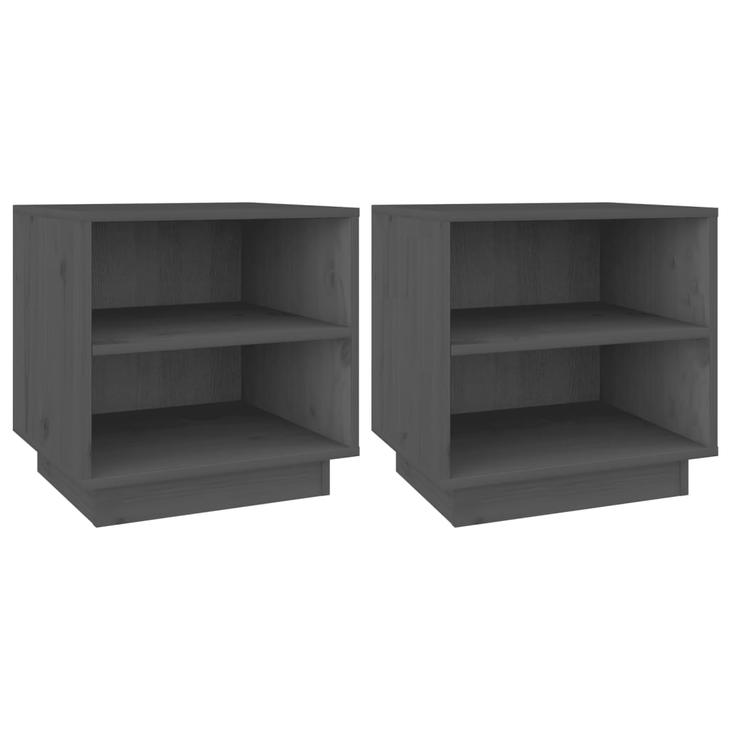 Tables de chevet 2 pcs Gris 40x34x40 cm Bois de pin solide - XIOS