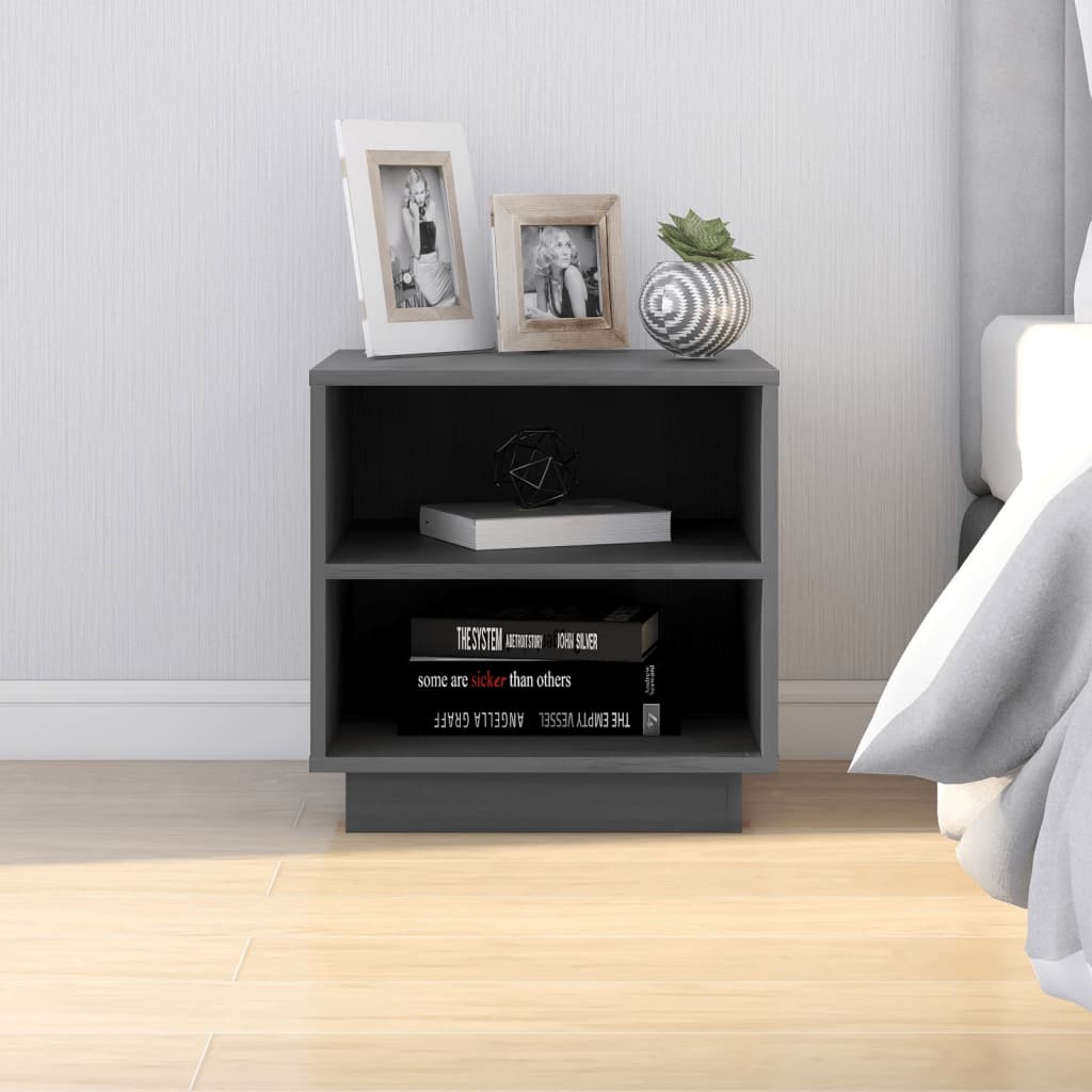 Tables de chevet 2 pcs Gris 40x34x40 cm Bois de pin solide - XIOS