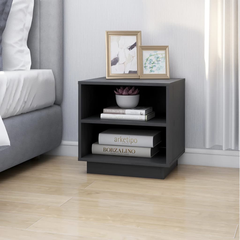 Tables de chevet 2 pcs Gris 40x34x40 cm Bois de pin solide - XIOS