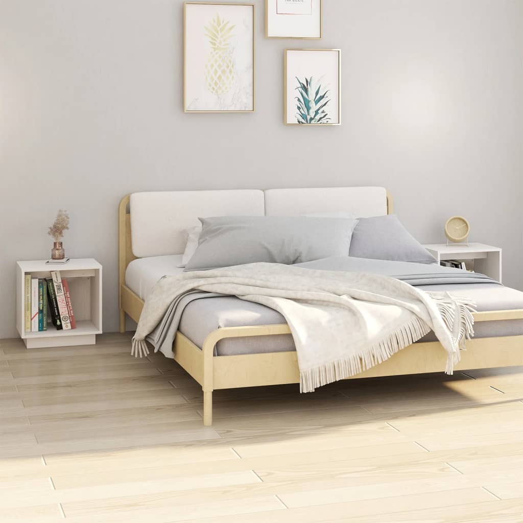 Tables de chevet 2 pcs Blanc 40x30x40 cm Bois de pin solide - XIOS