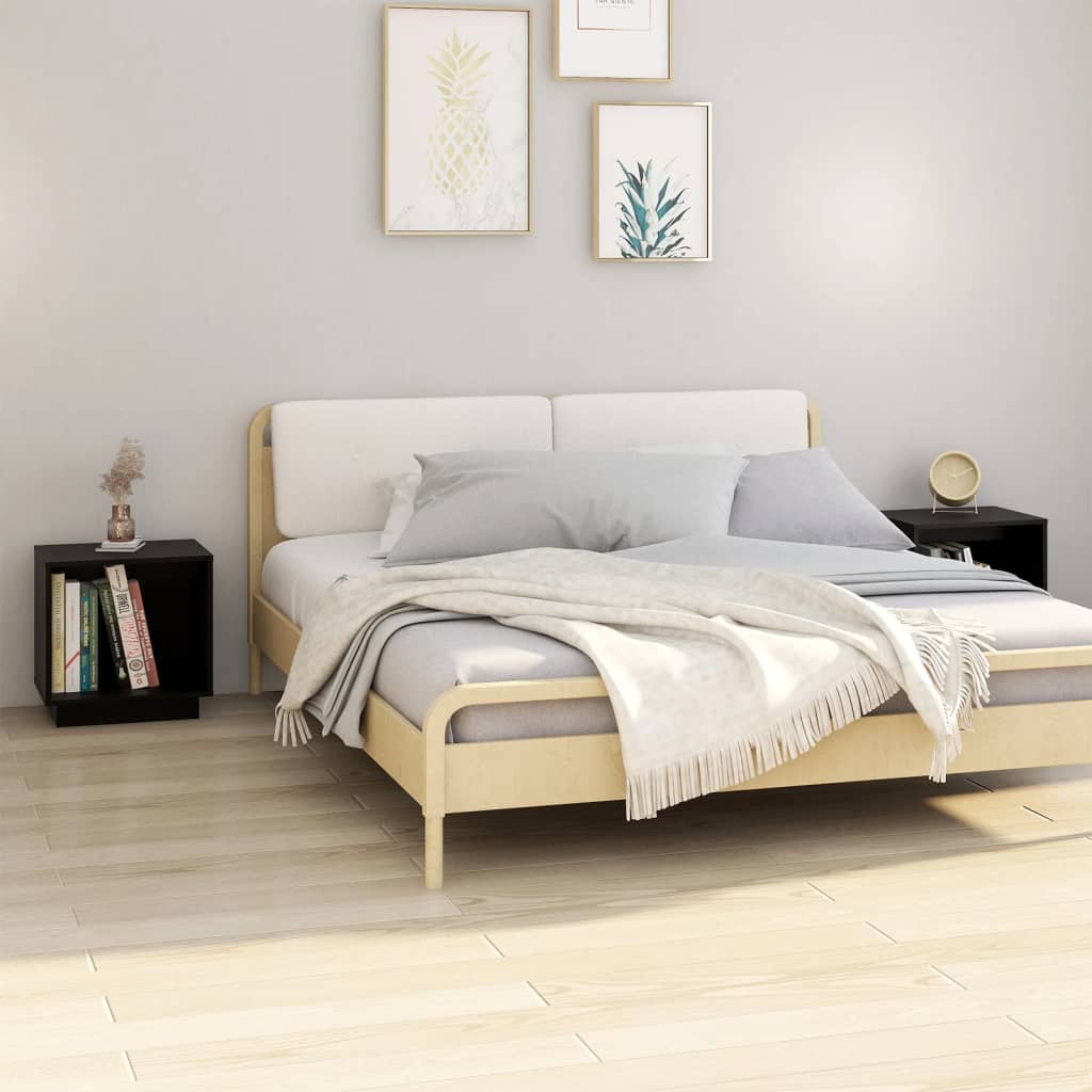 Tables de chevet 2 pcs Noir 40x30x40 cm Bois de pin solide - XIOS