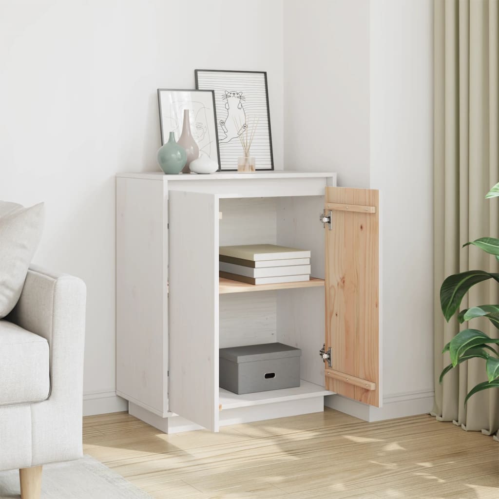 Buffet Blanc 60x34x75 cm Bois massif de pin - XIOS