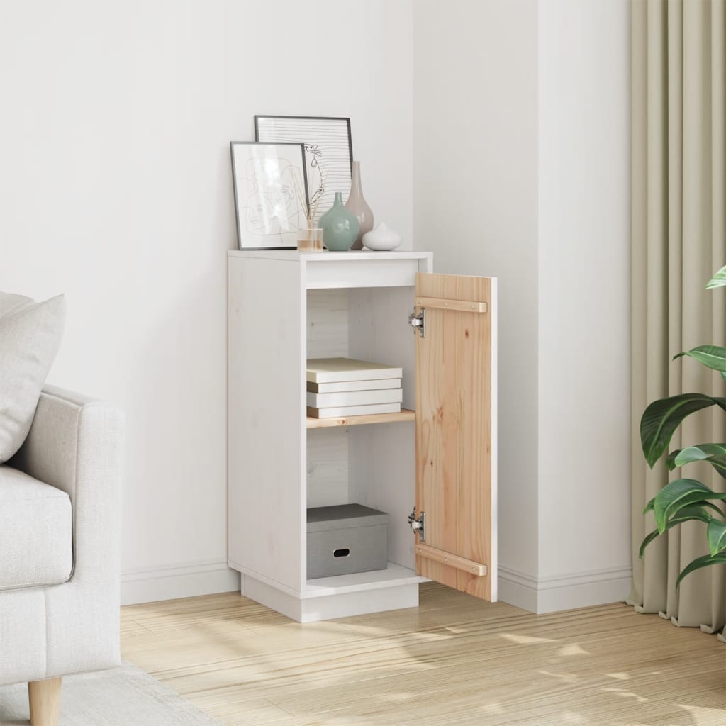 Buffet Blanc 31,5x34x75 cm Bois massif de pin - XIOS
