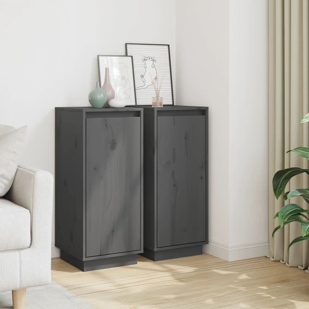 Buffets 2 pcs Gris 31,5x34x75 cm Bois massif de pin Buffets & bahuts vidaXL