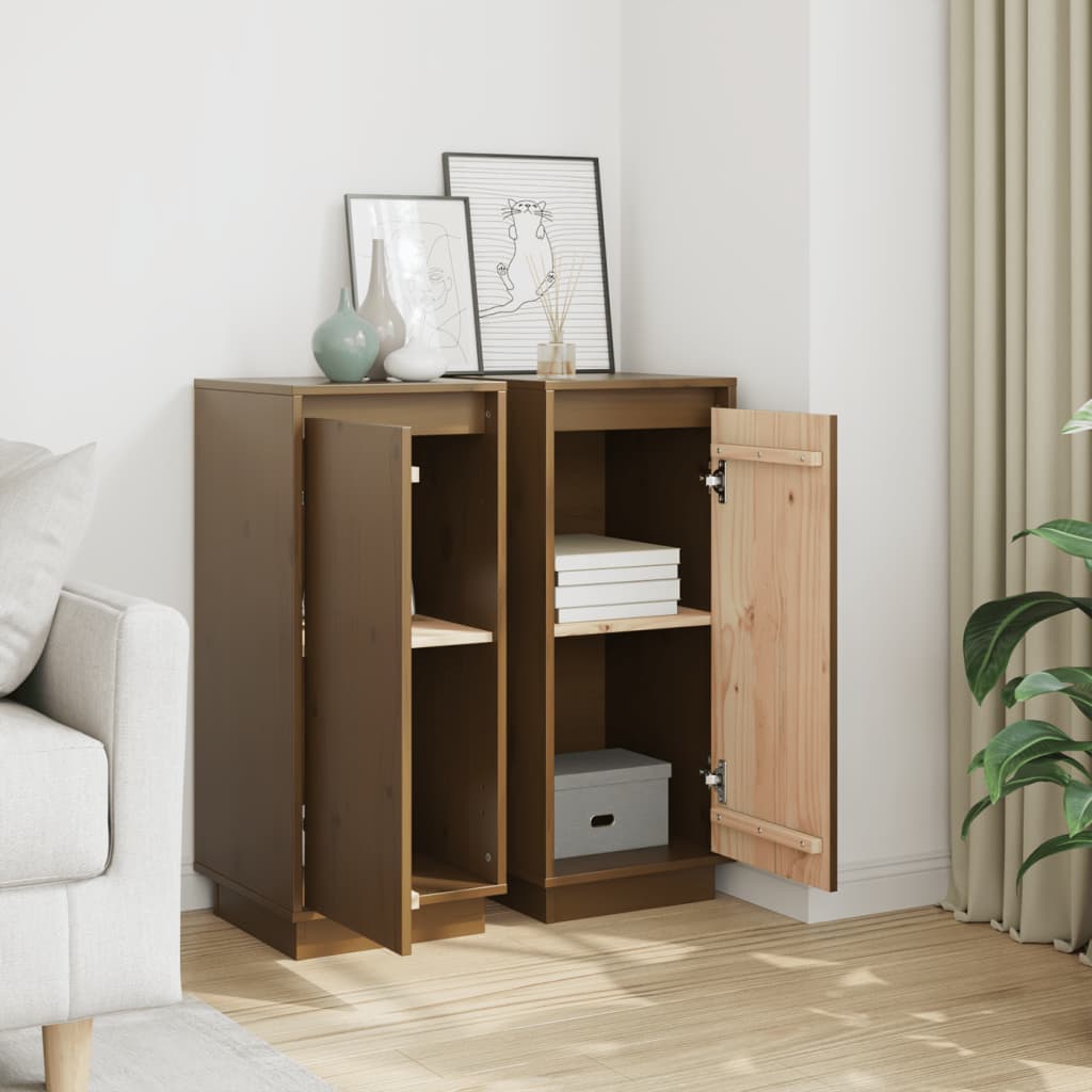 Buffets 2 pcs Marron miel 31,5x34x75 cm Bois massif de pin - XIOS
