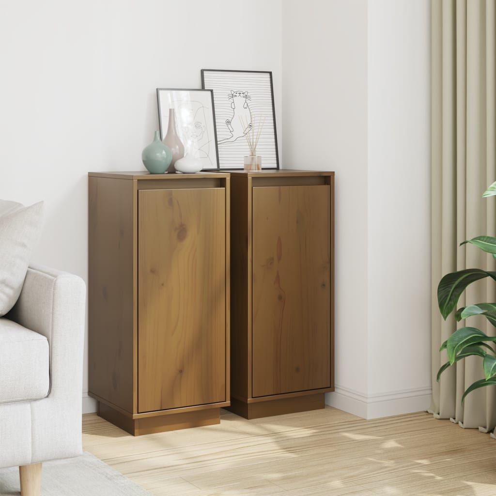Buffets 2 pcs Marron miel 31,5x34x75 cm Bois massif de pin - XIOS