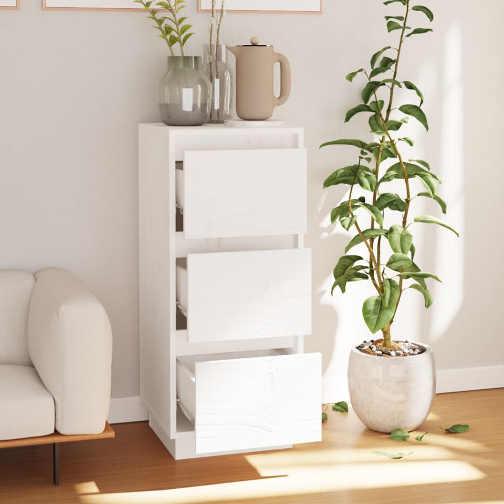 Buffet Blanc 32x34x75 cm Bois massif de pin - XIOS