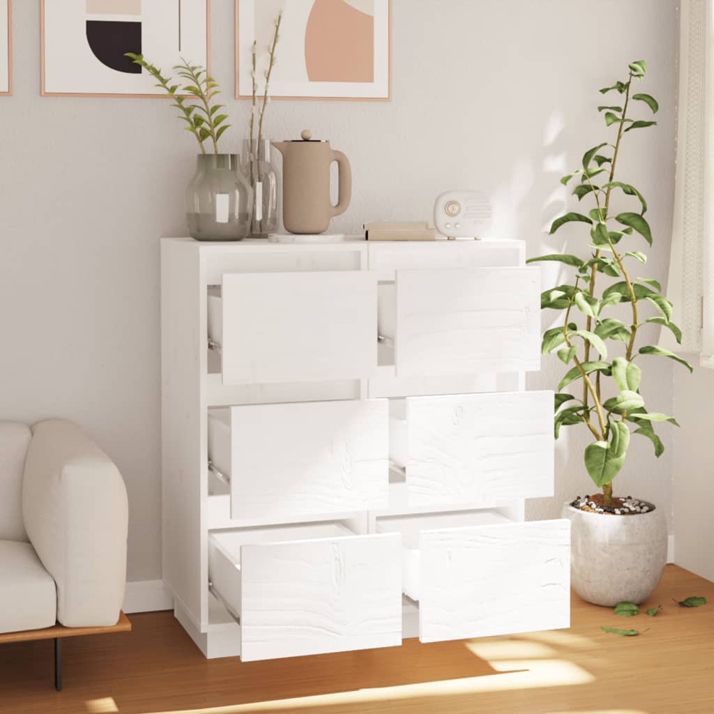 Buffets 2 pcs Blanc 32x34x75 cm Bois massif de pin - XIOS