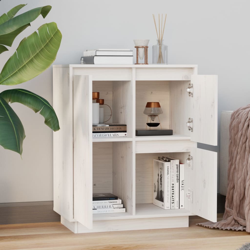 Buffet Blanc 60x34x75 cm Bois massif de pin - XIOS