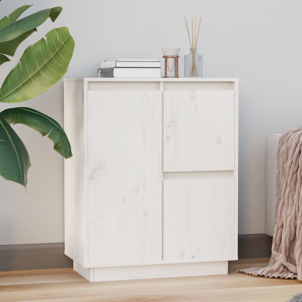 Buffet Blanc 60x34x75 cm Bois massif de pin - XIOS
